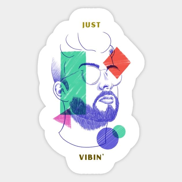 Just Vibin' Positive Mental State Male Portrait Sticker by SimpleTeez